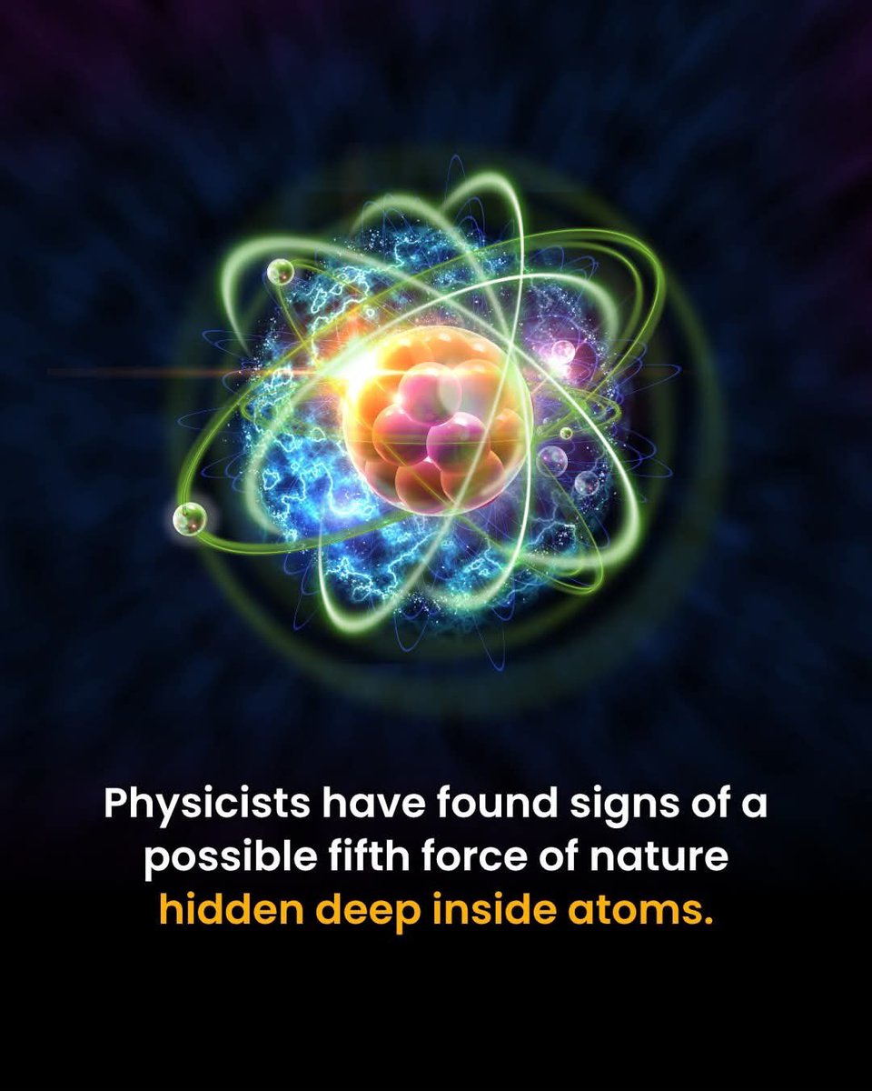 ShiningScience's tweet photo. Physicists may have found hints of a fifth fundamental force, one that could rewrite the laws of physics. 🌌 https://t.co/C7iL6LI3N9