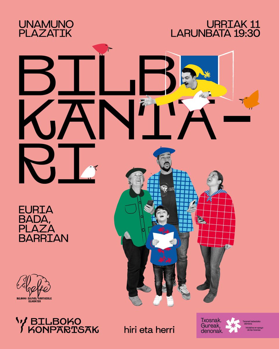 Datorren larunbatean, txikitero eguna dela medio, Bilbo Kantari berezia! Zatoz! Adi, Unamuno Plazatik oraingoan!