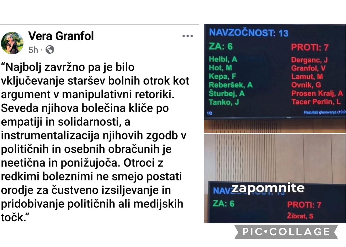 Kazati neolepšano, kruto, brutalno realnost hudo bolnih otrok in njihovih družin je #zavržno? Moti čustva? Jaz pa mislim, da je #zavržno glasovati PROTI skladu za otroke z redkimi boleznimi in PROTI vzpostavitvi paliativne oskrbe za umirajoče otroke na domu. Kako smo si različni.