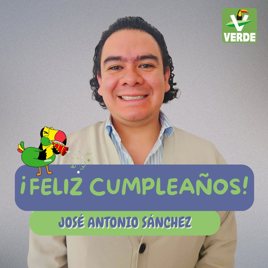 🎉 ¡Muchas felicidades a nuestro Secretario General del Partido Verde en Jalisco, José Antonio Sánchez! 🎉

Le deseamos un año lleno de logros y éxito.

#SomosVerdes