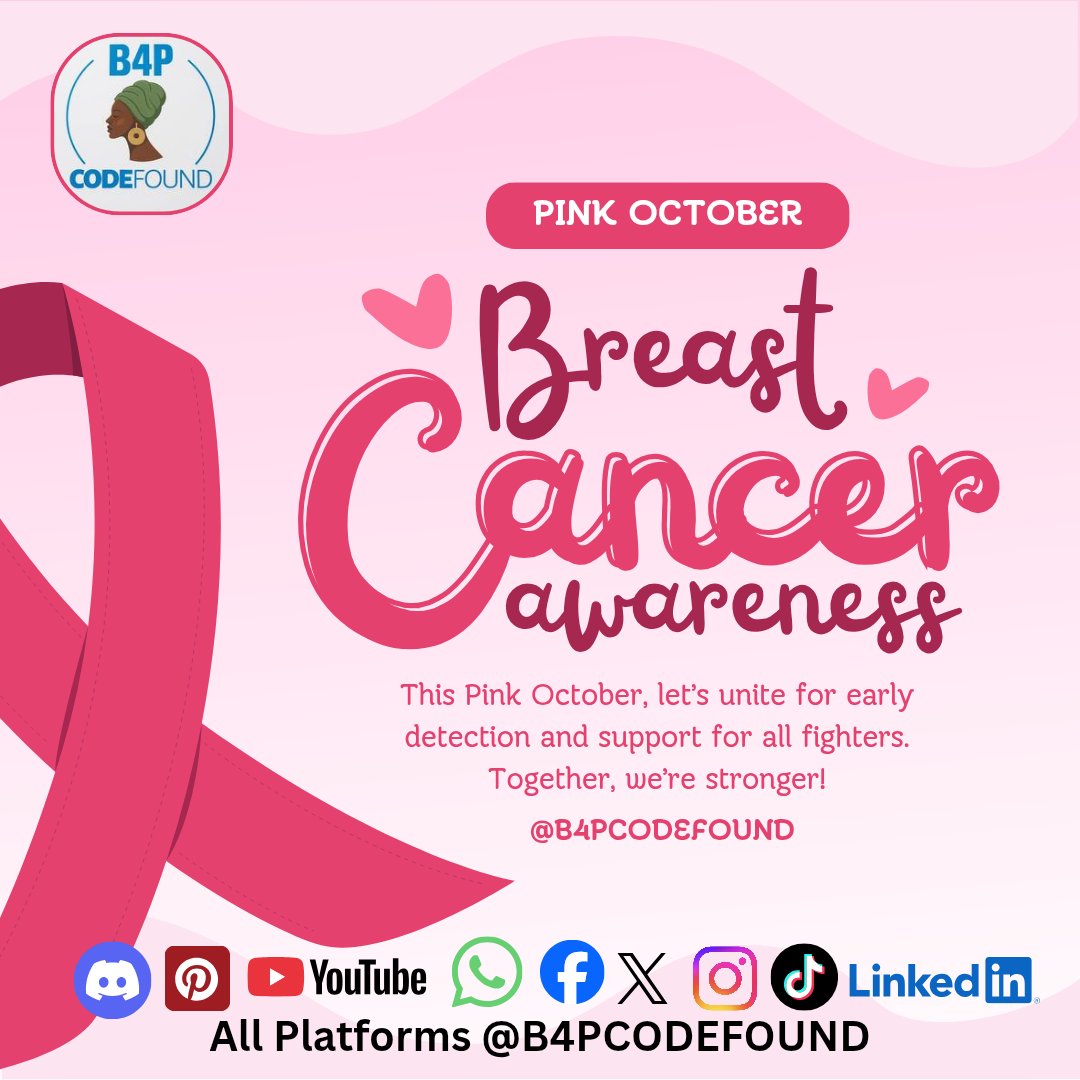 B4PCODEFOUND's tweet image. Breast Cancer Awareness.
Read more....here whatsapp.com/channel/0029Vb…