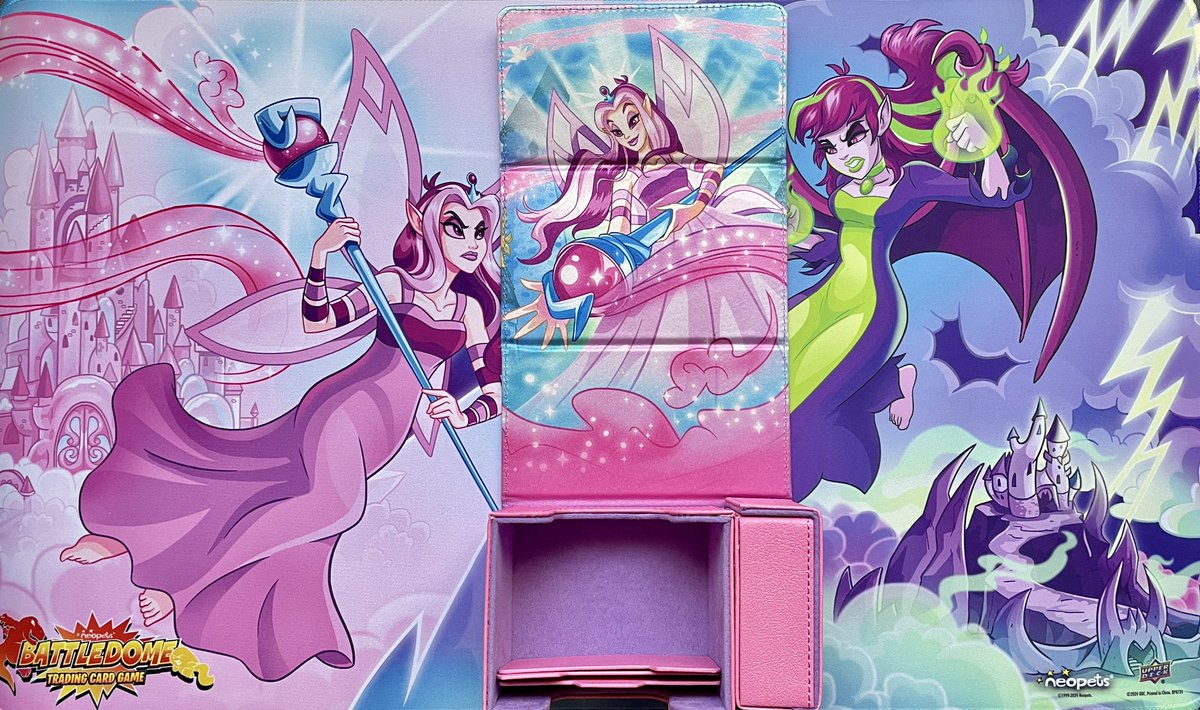 HaileyLovesCher's tweet photo. A closer look at the gorgeous @neopets faeries (Fyora/Jhudora) playmat sent by @UpperDeckEnt as well as the beautiful matching Fyora deck box, which happens to be magnetic. The quality of these items is genuinely amazing while also offering flawless, smooth looking images! 😻 https://t.co/XUtRQFLWQ2