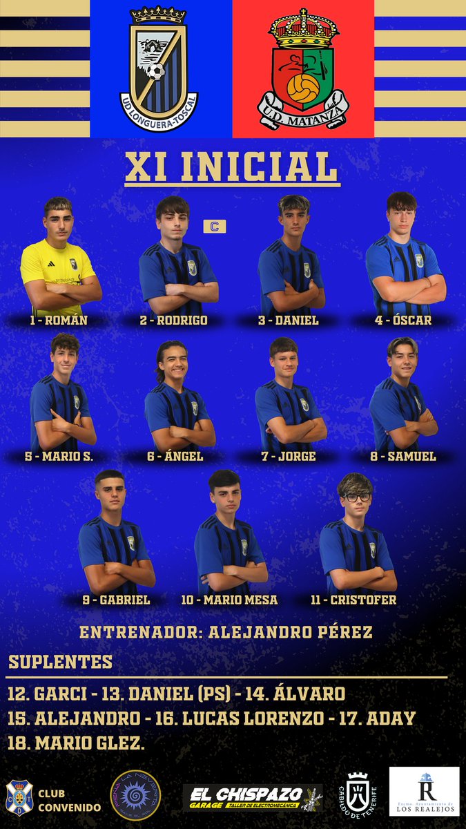 🔵⚫ CADETE PROVINCIAL ⚫🔵

📋 Estos son los once elegidos para enfrentarse al UD Matanza Culegas B

#SaleElSol #udlt #UDLTMAT