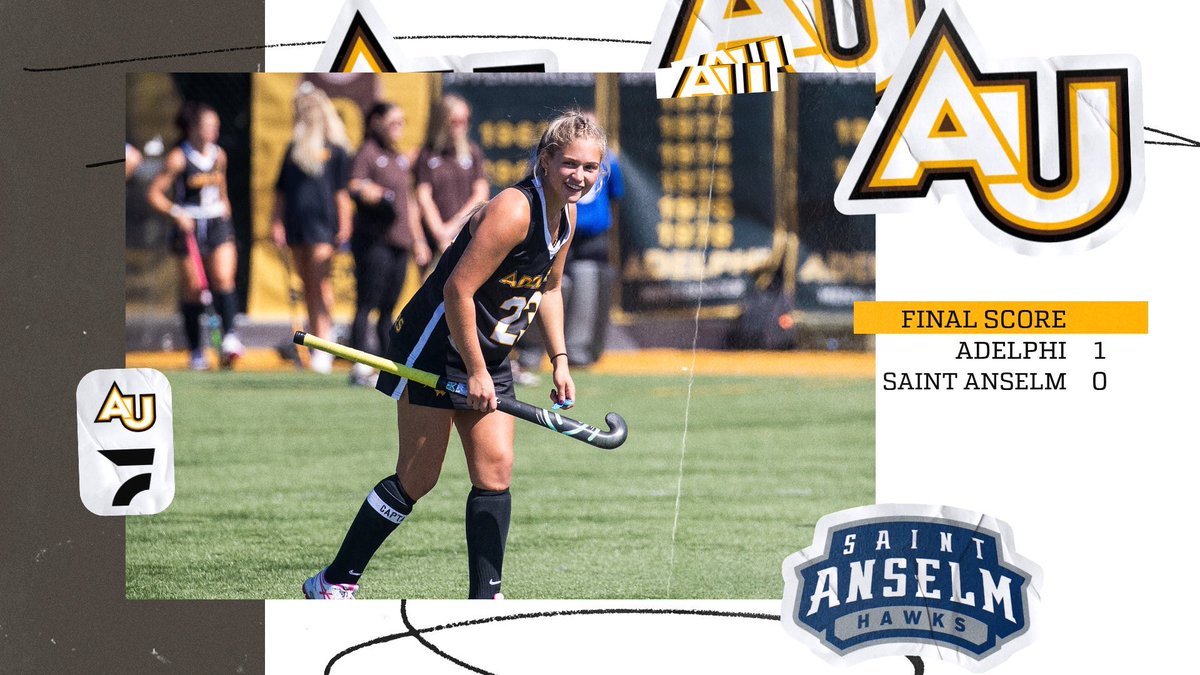 AdelphiFH's tweet image. UPSET ALERT🚨‼️‼️
Beakes puts us up early, the defense takes care of the rest! Field Hockey takes down no.9 Saint Anselm College 1-0.
#PawsUp 🐾