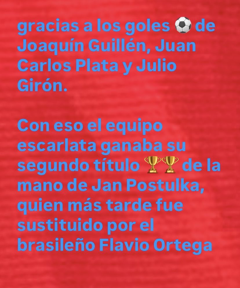 rojoretro1982's tweet photo. #RetroVideo | En la previa del Aurora 🟡⚫ vs Municipal 🔴🔵 por la jornada 13 del Torneo Apertura 2025, recordemos la final 🏆 de la Copa Aqua de 1998, donde los rojos 👹 fueron los monarcas 🥇 después de golear 3-0 a los tigres 🐯
Continúa… https://t.co/O39hq2hE6u