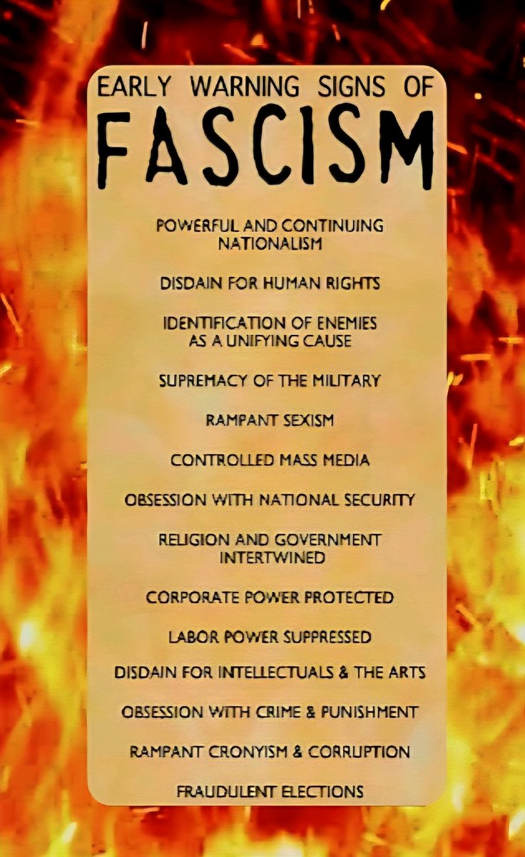 I wonder how many of these 'early warning signs of fascism' apply right now!
