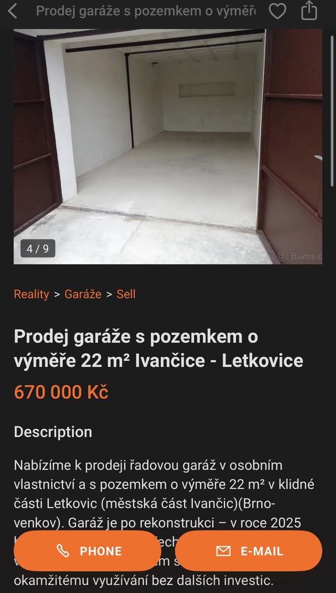 Tak garáž už je ve vůni z 340k na nesmyslných 670k #Ivančice #nereality