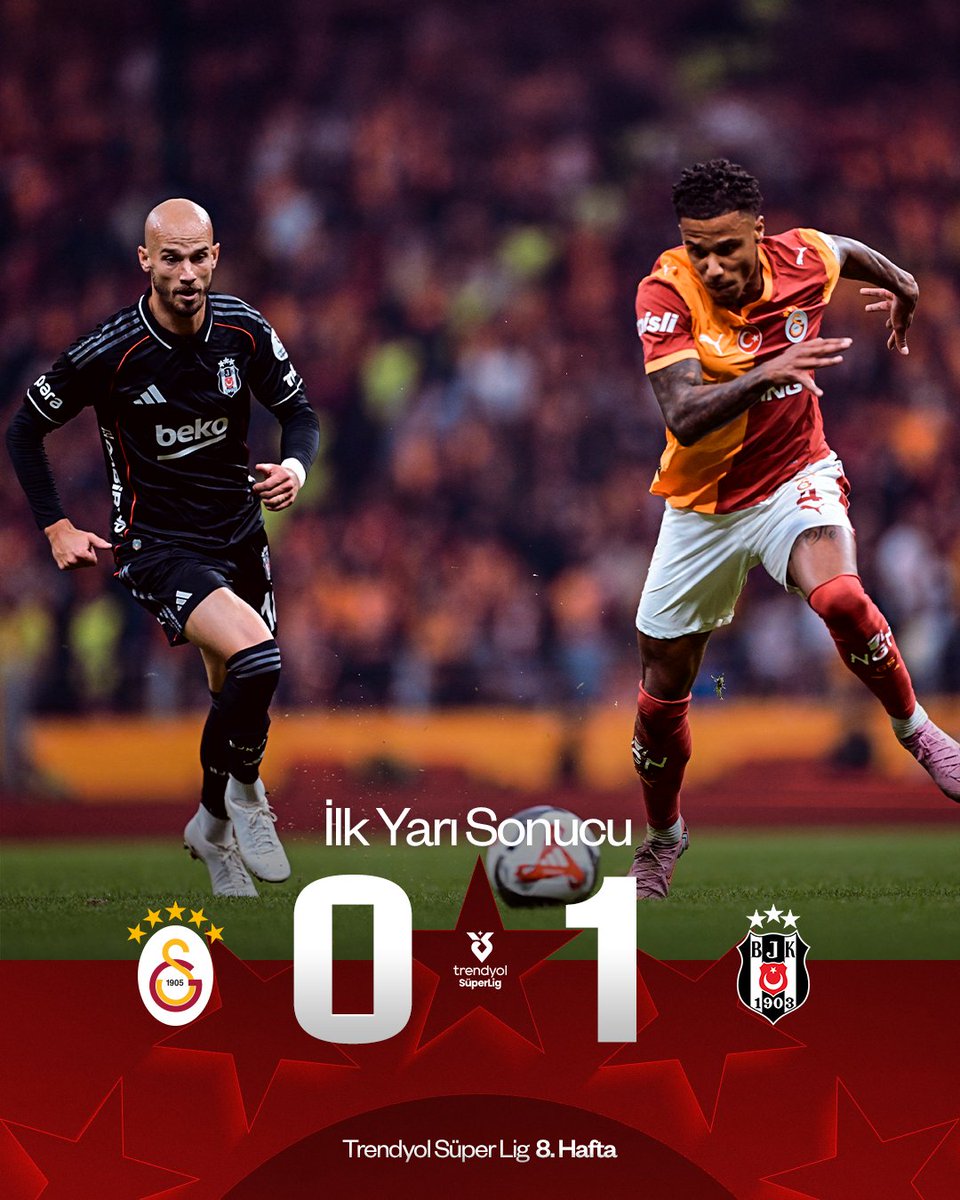 GalatasaraySK's tweet photo. İlk yarı sonucu: Galatasaray 0-1 Beşiktaş

#GSvBJK https://t.co/MNYCZ1vjVy