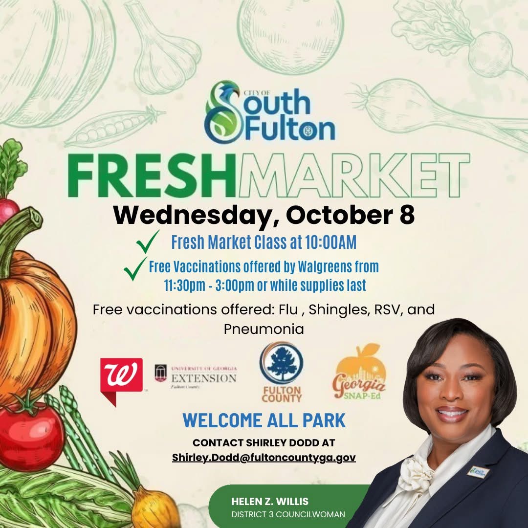 🌿 Join Us for a Community Health Initiative

We invite the South Fulton community to mark their calendars for October 8, 2025, as we come together to promote wellness and healthy living. 

#CommunityHealth #Wellness #HealthInitiatives #SouthFulton #HealthyLiving #HelenZWillis