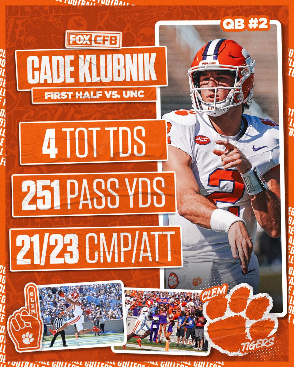 Cade Klubnik through the first half against UNC 🔥👀