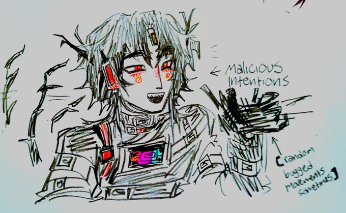 ermmm HSR OC wip hes like if nous and tayzzyronth had a baby and the baby had 5 billion clone babies who shared a hivemind