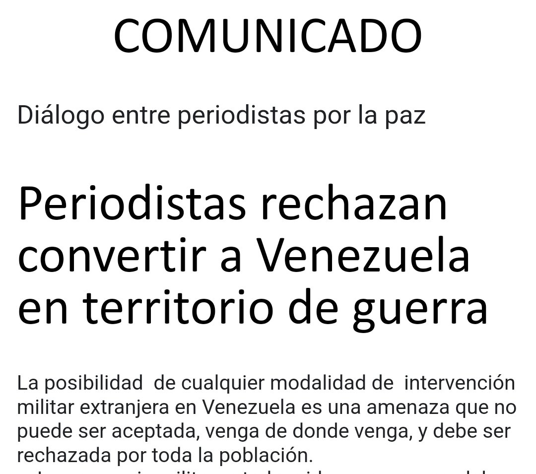 Documento suscrito por un grupo de colegas periodistas sobre un eventual conflicto bélico #UsaVzla bit.ly/4ntcMWi