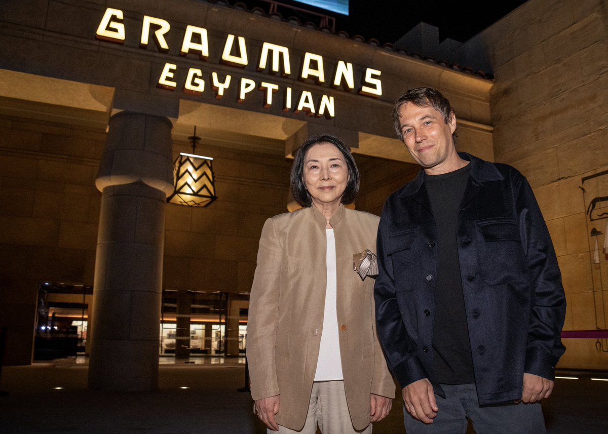 am_cinematheque's tweet photo. Filmmaker Sean Baker with actor Meiko Kaji last night at @beyondfest 🤍👑🙏

Baker revealed that he had Mikey Madison study Kaji’s performance in FEMALE PRISONER #701: SCORPION (“She gives great stink eye”) before filming ANORA, which we premiered last year during Beyond Fest! https://t.co/4XMvsxIlND
