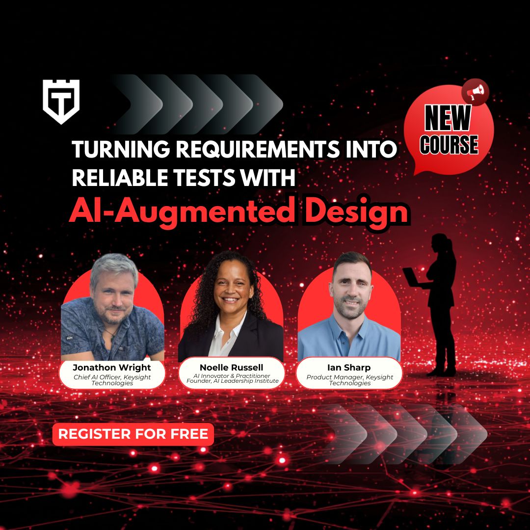 Messy requirements cost more than time. They create risk. 💰 In our free course, you’ll learn how to apply #AI responsibly, fix ambiguity with business-aligned tests &amp; #automatetestdesign with #GenAI. The payoff: speed, clarity, confidence. 👉courses.testguild.com/training/ai-au… @keysight