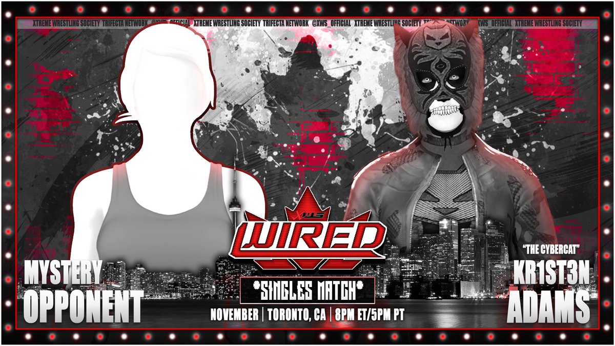 NOVEMBER 2025 l TORONTO, CA
#XWSWIRED EPISODE 15
<a href="/YouTube/">YouTube</a> , 8pm ET/7PMCT
——————————————————
♦️Looking to build up momentum for her Womens World Title match at EMERGENCE, <a href="/Kr1st3n_XWS/">Kr1st3n Adams</a> returns to the ring to face off against a mystery opponent!