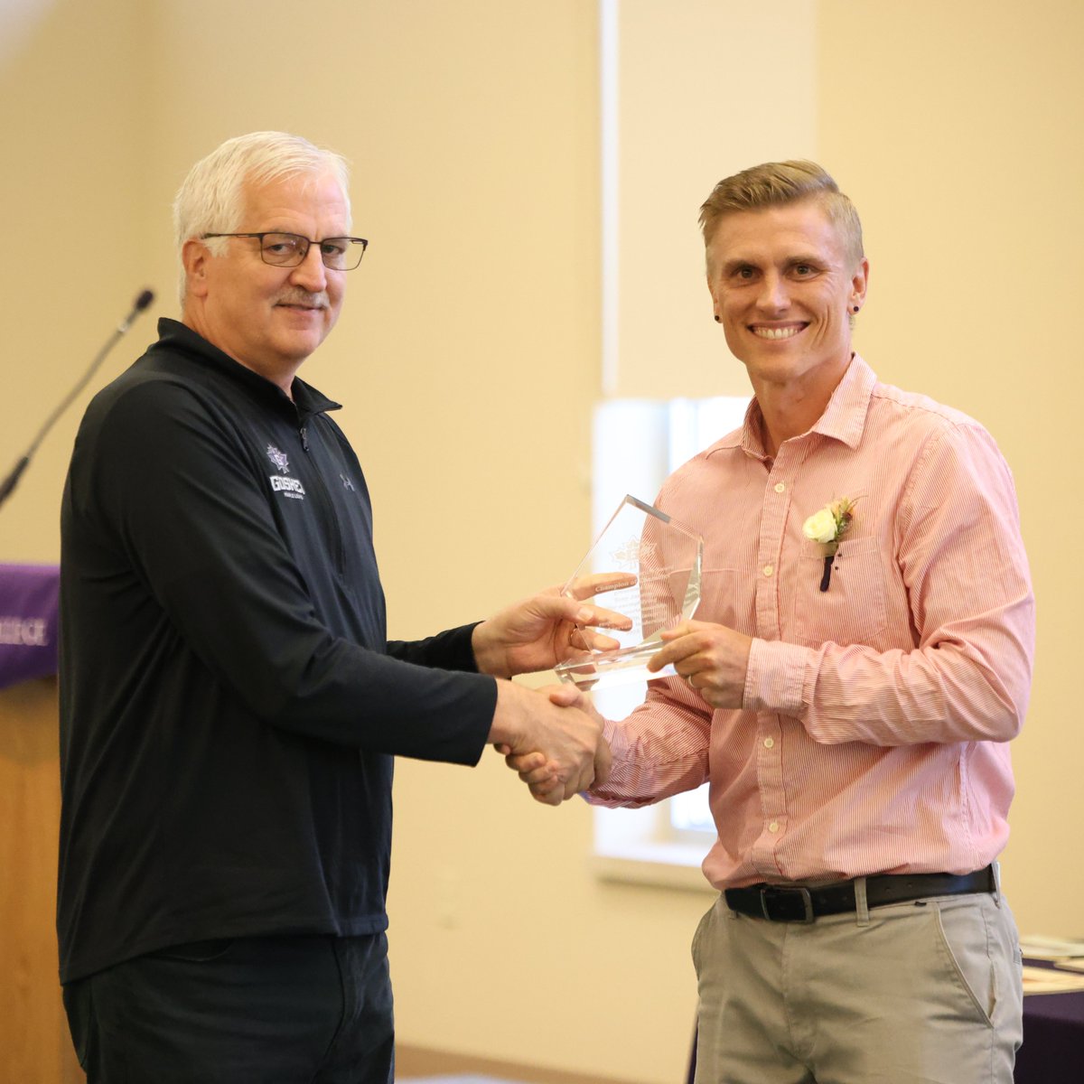 GC_MapleLeafs's tweet image. Thank you to our 2025 Champions of Character award winners, Mary Hartzler &apos;70 and Tony Janzen &apos;08, for speaking to us today during the homecoming weekend festivities! Two great humans who have done a lot of great work in both athletics and their careers!