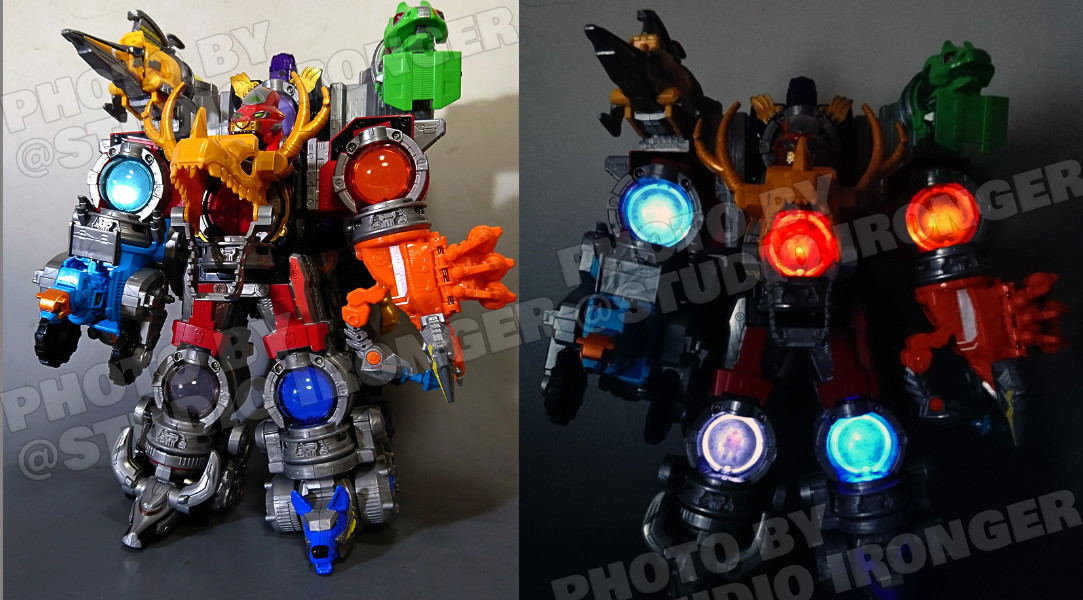 DXリュウテイオー。リュウボイジャー、コグマボイジャー＆オオグマボイジャー、サソリボイジャーで構成されます。スーパー・セイザ・ドッキングでキュウレンオーと合体、リュウテイキュウレンオーになります。マシンが３つ余りますが、バスターオーレンジャーロボのような合体はまとまりがあります。
