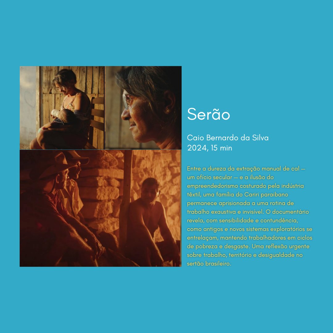 PlanetaDoc's tweet image. 🗓️ 07/10 | 19h
📍 Auditório BU/UFSC
🎬 Exibição do filme “Serão”, de Caio Bernardo da Silva, seguida de roda de conversa com o Cineclube Rogério Sganzerla.
📌 Entrada gratuita!
#PlanetaDoc2025 #CinemaSocioambiental #CineclubeRogérioSganzerla