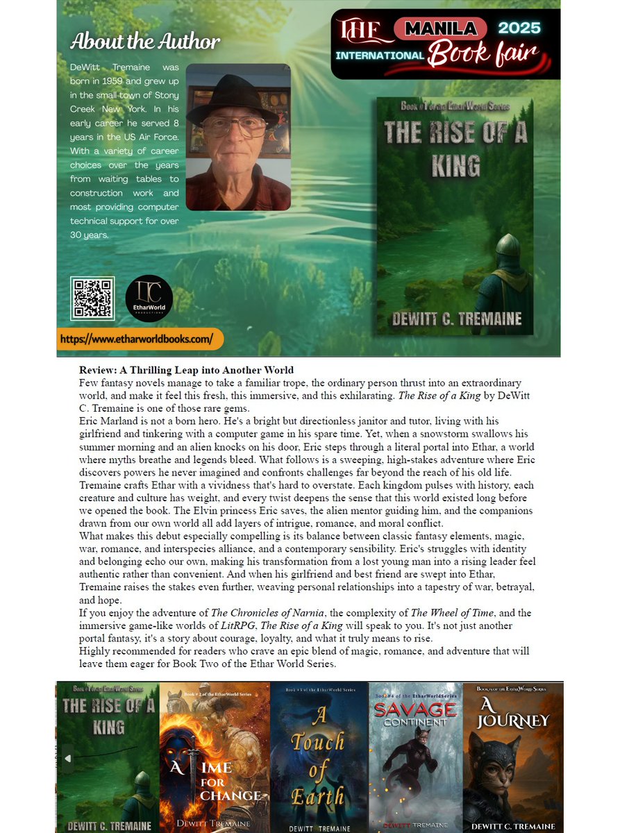 DeWittCTremaine's tweet photo. DeWitt C Tremaine - EtharWorld More Book !

Escape from reality to a world of fantasy fiction!
https://t.co/XLtPKGb1SD
EtharWorld Productions
#Writer #Fantasy #Fiction #books #Adventure #entertainment #fictionwriter #fantasybooks #fantasyfiction #etharworld #ethar #writing https://t.co/y1RMT8yO8W