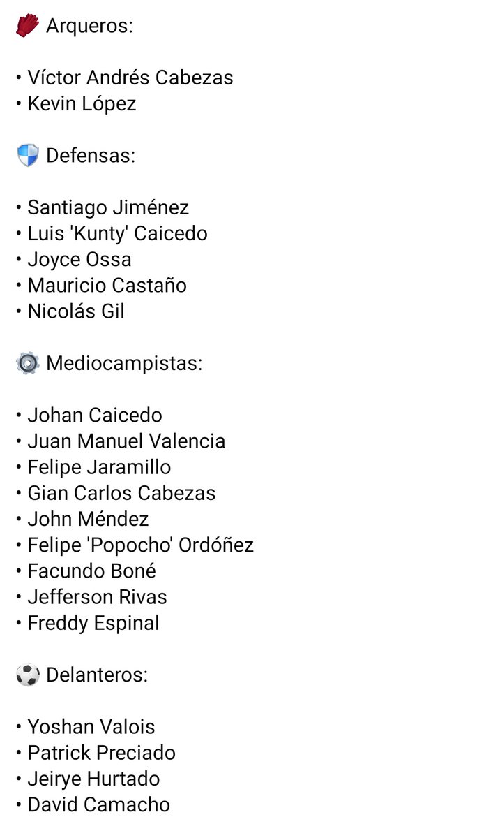 Convocados del <a href="/DeporPasto/">Deportivo Pasto</a> para enfrentar a <a href="/AlianzaFc_ofic/">Alianza Valledupar F.C.</a>

Novedades del último partido de <a href="/LigaBetPlayD/">LigaBetPlayDimayor</a>:

👈🏼 Fabián Villa, Brayan Sánchez, David Guerrero, Diego Castillo y José Bernal

👉🏼 Mauricio Castaño, Felipe Jaramillo, Gian Carlos Cabezas, Freddy Espinal y David Camacho
