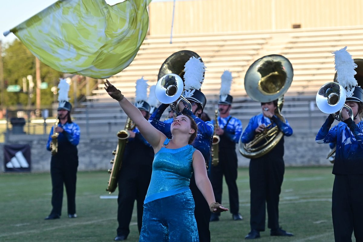 nemccpix's tweet photo. Due to a time conflict, Saltillo, one of two Class 6A bands, will lead us off after the short break. The Tigers take the field at 6 p.m. in the Caption portion to the 42nd Northeast Regional Marching Championships on the campus of #NEMCC. https://t.co/2GGoEQ8r59
