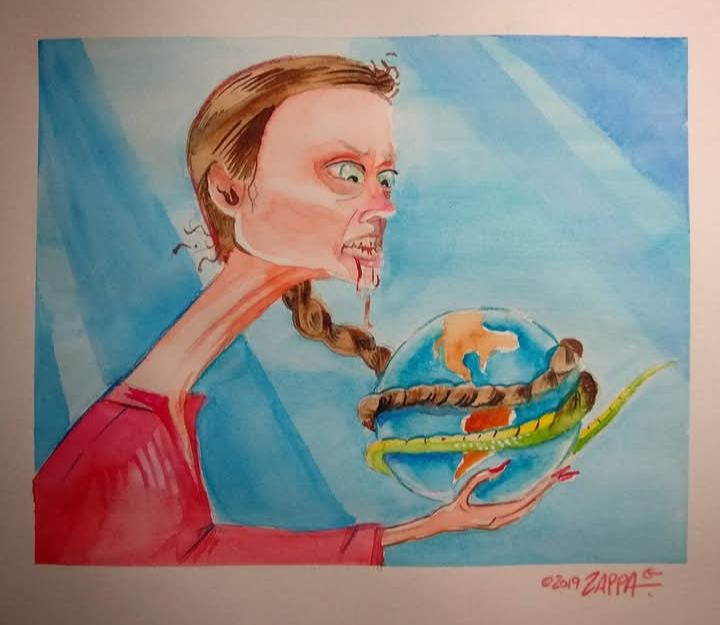Zappa_Humor's tweet image. Em 2019 fiz essa charge da Greta Thunberg ... Disseram que eu exagerava, porque se tratava de "apenas uma criança"...
Passados seis anos, olho para o semblante desses apoiadores de terroristas e pergunto: Era exagero?