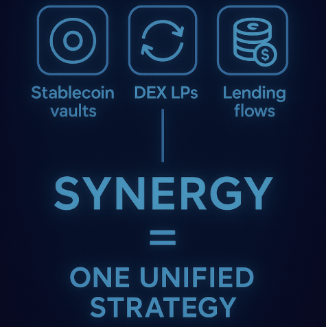 Most chains silo their DeFi apps.
On Saga, apps compose into structured products:
Stablecoin vaults + DEX LPs + lending flows = one unified strategy.
That’s DeFi synergy, not fragmentation.