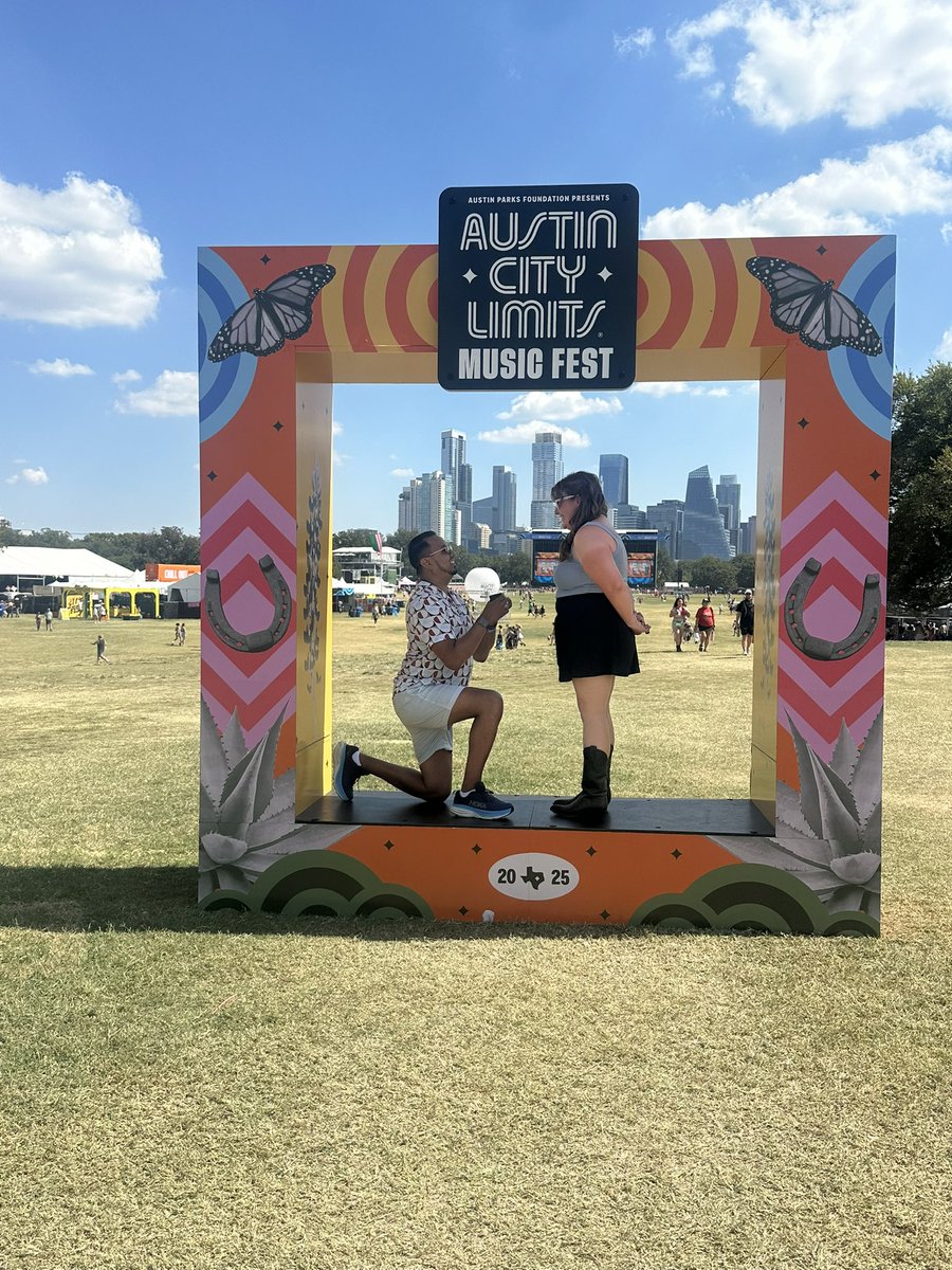 childishjosbino's tweet photo. I proposed to my best friend at @aclfestival, and SHE SAID YES!!! 💜 https://t.co/SPz3QIYS8m