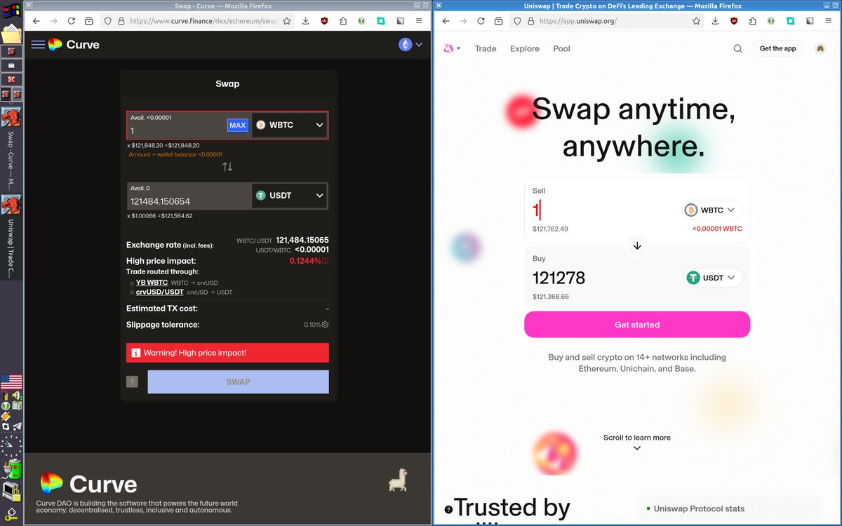 Michael Egorov (@newmichwill) on Twitter photo Last time I saw <a href="/CurveFinance/">Curve Finance</a> outcompeting <a href="/Uniswap/">Uniswap Labs 🦄</a> in large non-stablecoin swaps was 2022 when tricrypto had a size of $1B. Now this comes with 10M-sized pools Last time I saw <a href="/CurveFinance/">Curve Finance</a> outcompeting <a href="/Uniswap/">Uniswap Labs 🦄</a> in large non-stablecoin swaps was 2022 when tricrypto had a size of $1B. Now this comes with 10M-sized pools