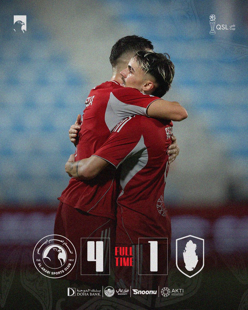 نهاية المباراة 🔚
#العربي 4 - 1 قطر  

⚽️⚽ بابلو سارابيا
⚽️ إسحاق الحاج
⚽️ رودري سانشيز

#كأس_QSL | الجولة الثالثة