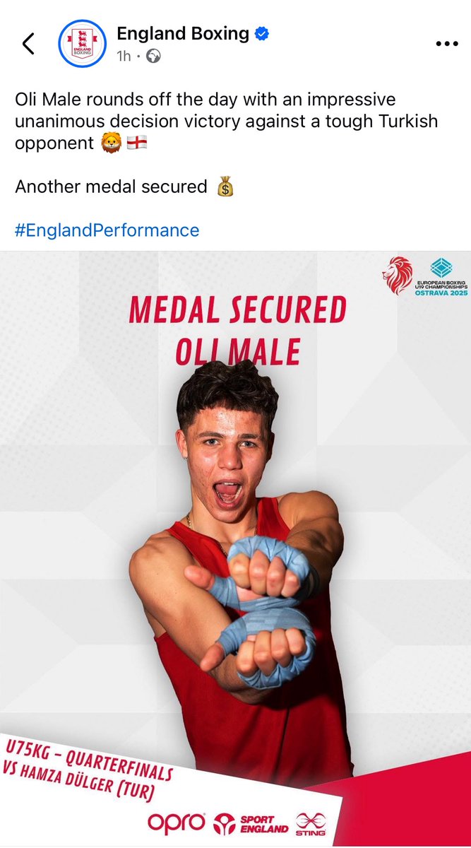 And just like that we have our second ex student boxing for England! Well done Oli Male on a fantastic performance - keep up the good work! #teamheadlands #EnglandPerformance