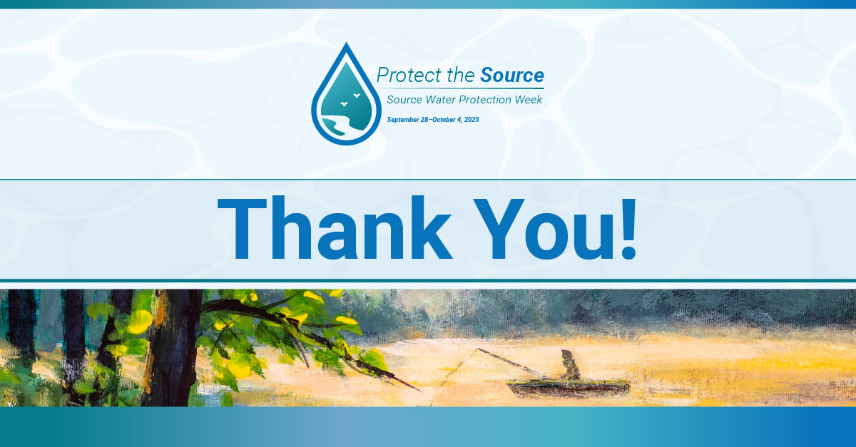 awwa's tweet image. Thank you for joining us this #SourceWaterProtectionWeek. All week we’ve shared stories of how communities, utilities &amp;amp; partners are working together to keep rivers, lakes &amp;amp; reservoirs clean. Protecting drinking water starts at the source, &amp;amp; it takes all of us. #ProtectTheSource