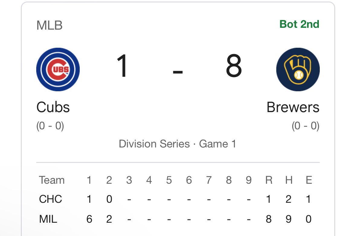 stoolgambling's tweet photo. If you bet the under in Cubs-Brewers

Congrats, you’re already 0-1 today and it’s not even the 3rd inning https://t.co/SpP9vp3m4T