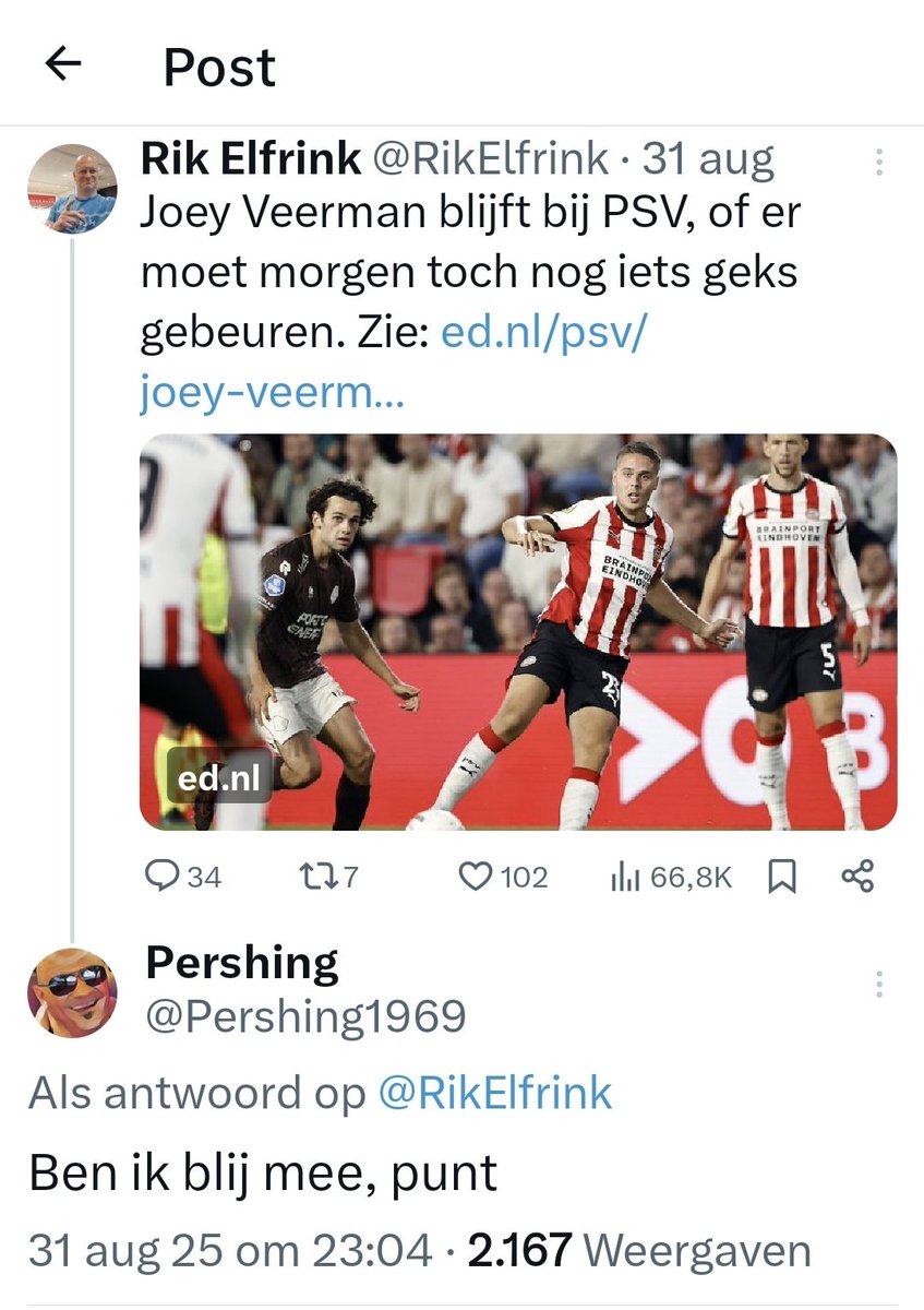 Pershing1969's tweet image. Hopelijk heb ik nu meer medestanders over Veerman  #pecPSV