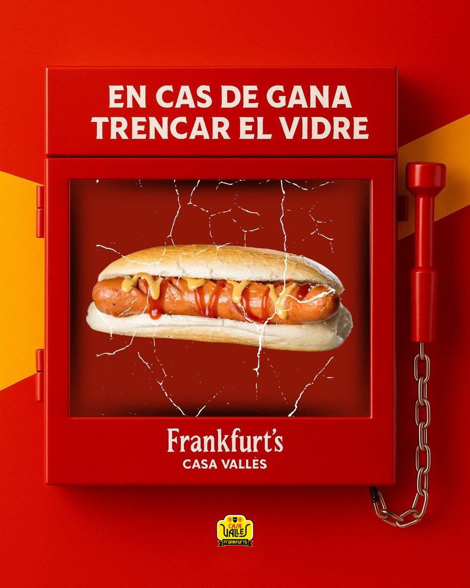 🚨 Emergència gastronòmica?
En cas de gana… trenca el vidre! 🌭
Hi ha moments que només es resolen amb un bon Frankfurt de Casa Vallès: suau, calent i carregat de plaer.

📍 Terrassa · Barcelona · Badalona
#FrankfurtsCasaValles #EmergènciaDeGana #HotDogTime #FoodiesCatalunya