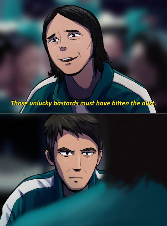 Another screencap redraw for the Thangyu &amp; Inhun Roleswap AU 

This time, featuring this AU's Thanos and Nam-gyu 
#SquidGame #SquidGameAu #Thangyu #squidgamefanart