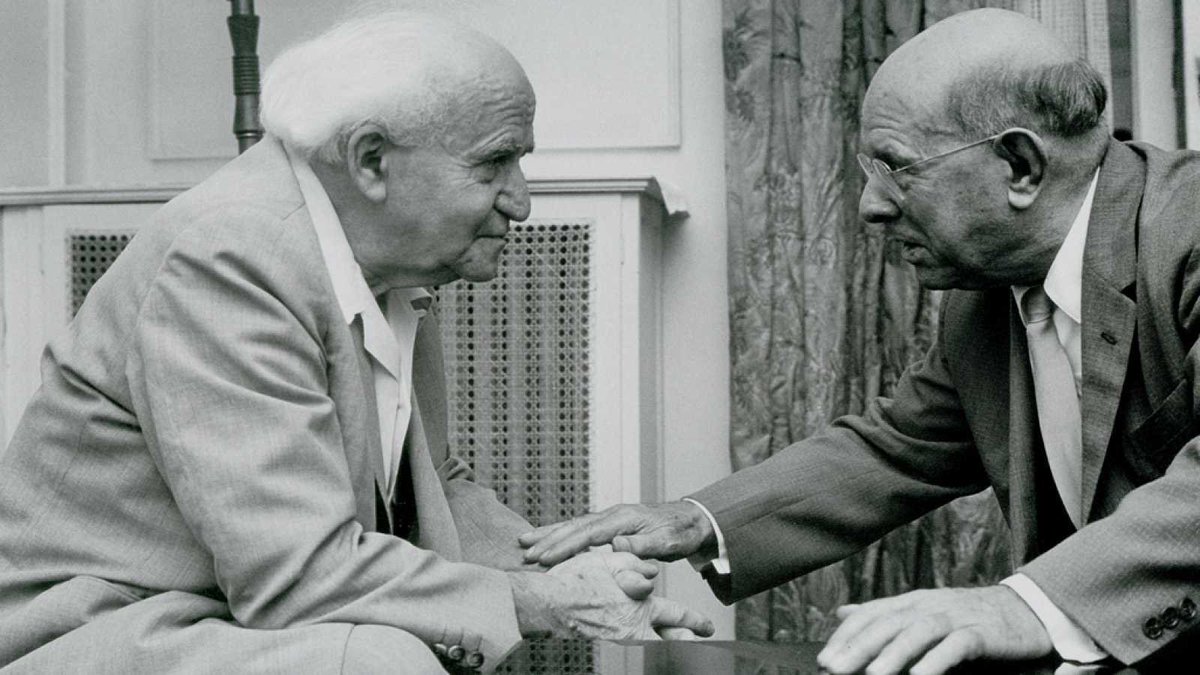 Aquí Pau Casals amb David Ben-Gurion, mesos abans de la Guerra del Yom Kippur i sis anys després de la Guerra dels Sis Dies.