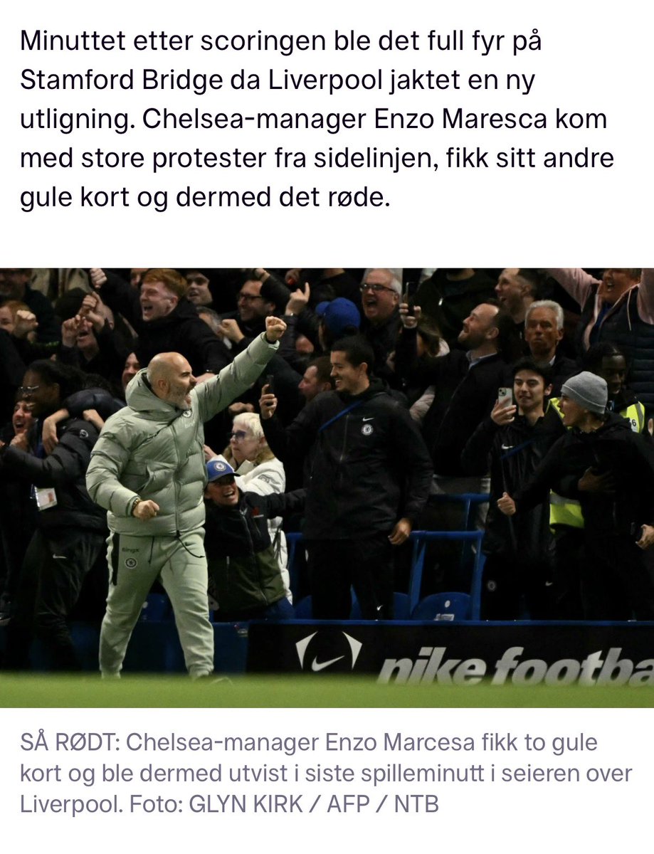Er nok en fordel å se kampen man skal skrive om, <a href="/tv2sport/">TV 2 Sport</a> 👇🏻Det hadde nok ingenting med at han løp ned til cornerflagget å gjøre. Protest, ja. Type store.