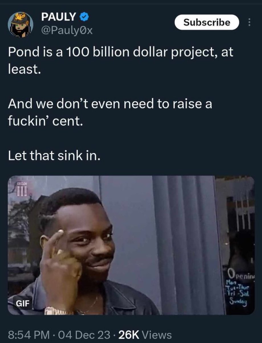 $PNDC on $ETH
$wPond on $SOL

zero venture capitalist backing
iykyk🚀🚀🚀🚀🚀🚀🚀🚀🚀🚀

the project that raised the bar and forced everyone else in crypto to consider rewarding their users, or get left behind 🪷