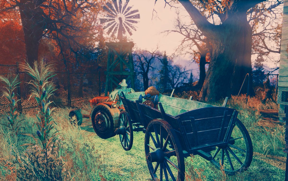 gamerwinnie76's tweet photo. 👨🏻🌾🎃🌾Pumpkin, s'mores, bonfires, hayrides
(camp: Corydalus_cornutus)
#fallout #fallout76 #pumpkin #pumpkins #smores #bonfire #campfire #hayride #hayrides #campbuilds #scarecrow #scarecrows #pumpkin #pumpkins #orange #virtualphotography https://t.co/bOKPdYLfqc
