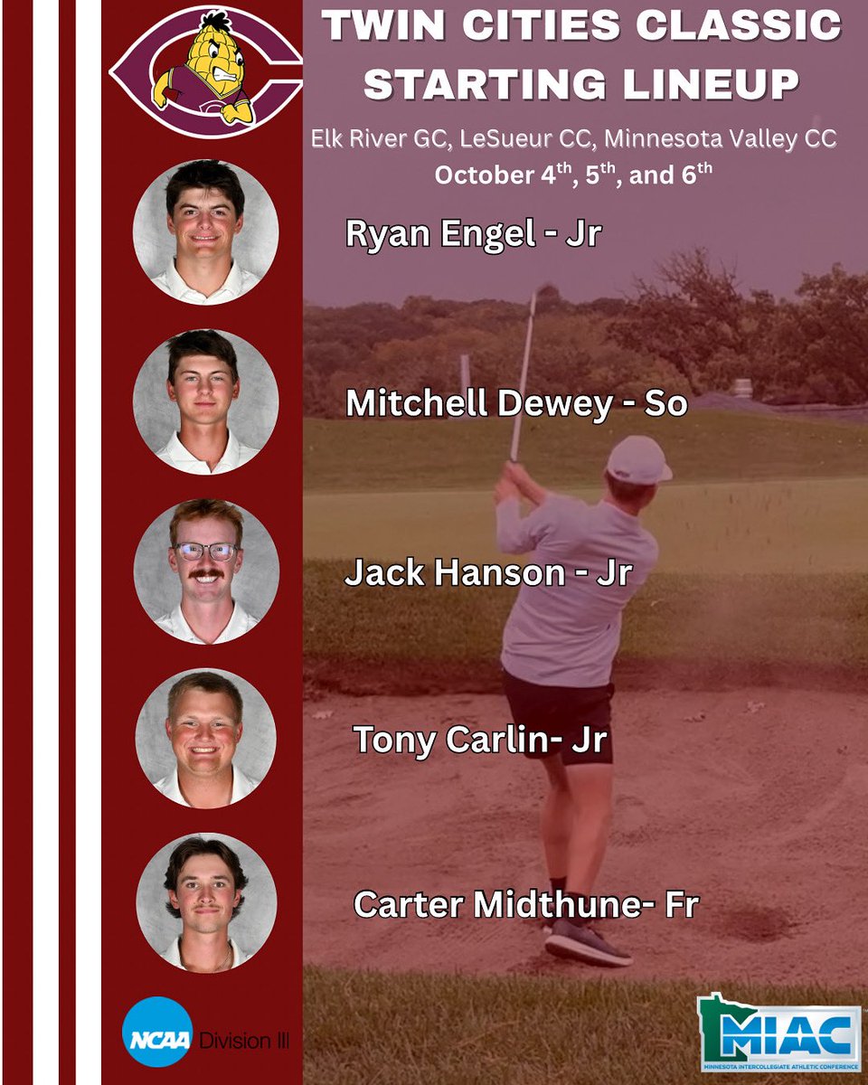 Cobber Men’s Golf roll into one of the final tournaments of the fall on an 80 degree October weekend. Follow along with the Scoreboard website for live results! Let’s get this! #rollcobbs🌽⛳️ #pulltogether