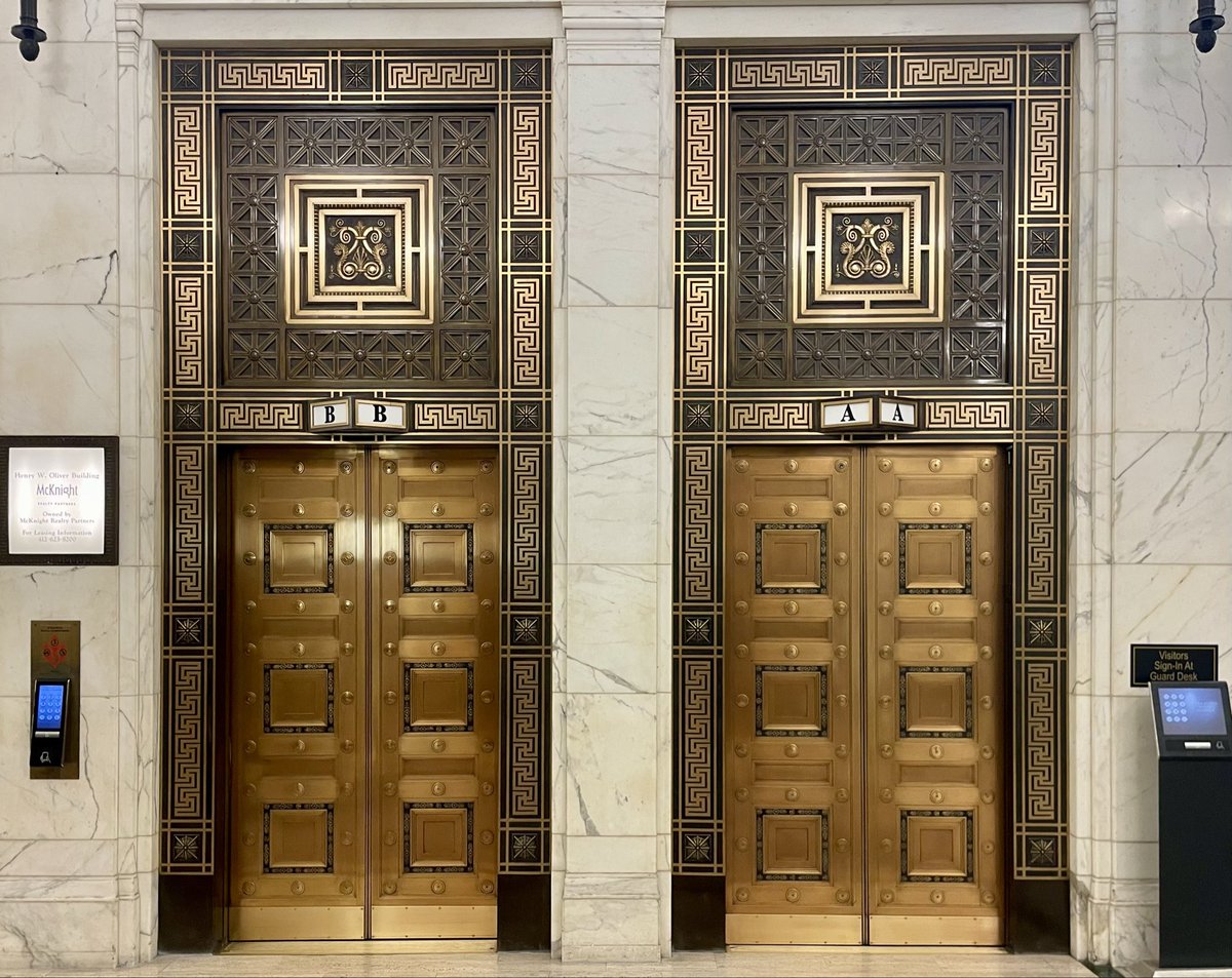 JoshLipnik's tweet photo. Elevators and letterbox at the Oliver Building (1908-10) in downtown Pittsburgh, PA https://t.co/HShDAIu1ab