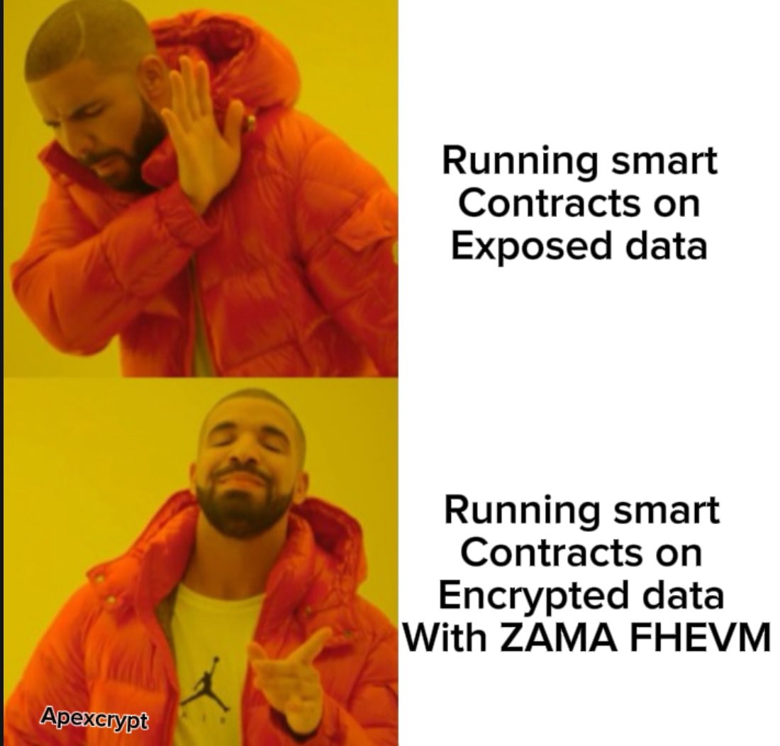 ap_excrypt's tweet image. Most blockchains today expose user data during computation, even if itโs encrypted at rest or in transit.
@zama_fhe changes that.
With Fully Homomorphic Encryption (FHE), smart contracts can process encrypted data without ever decrypting it.
@zama_fhe compute privately and keepโฆ