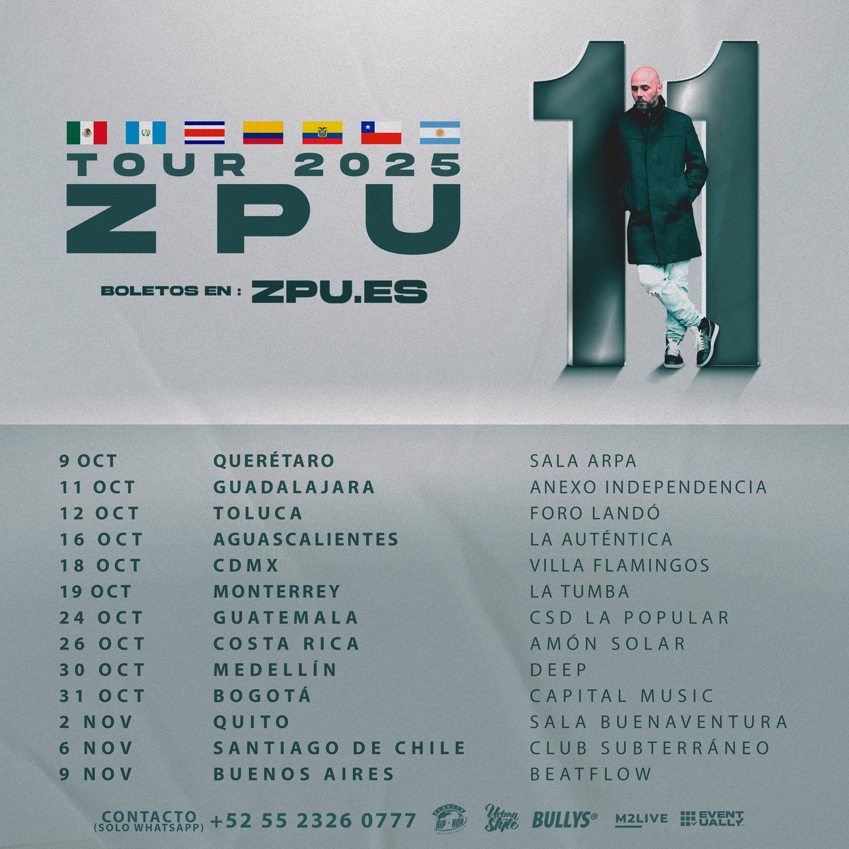 QUE VIENEEE!! 🧨 En nada estoy allí fam pegándole fuego al alma #11LatamTour2025 🔥 A puuuunto de llegar 🇲🇽🇬🇹🇨🇷🇨🇴🇪🇨🇨🇱🇦🇷 Esto es una vez en la vida #Zoldados ⚔️

Toda la info, enlaces y más en ZPU.ES 🫡 y en el contacto (solo WhatsApp) 📱 +52 55 2326 0777