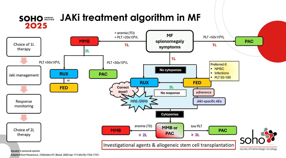 MehmetSUyanik's tweet photo. Summary slide by Francesca Palandri on the usage of JAK inhibitors in the treatment of MF.
@ #SOHO25 https://t.co/iblDWiDPOg