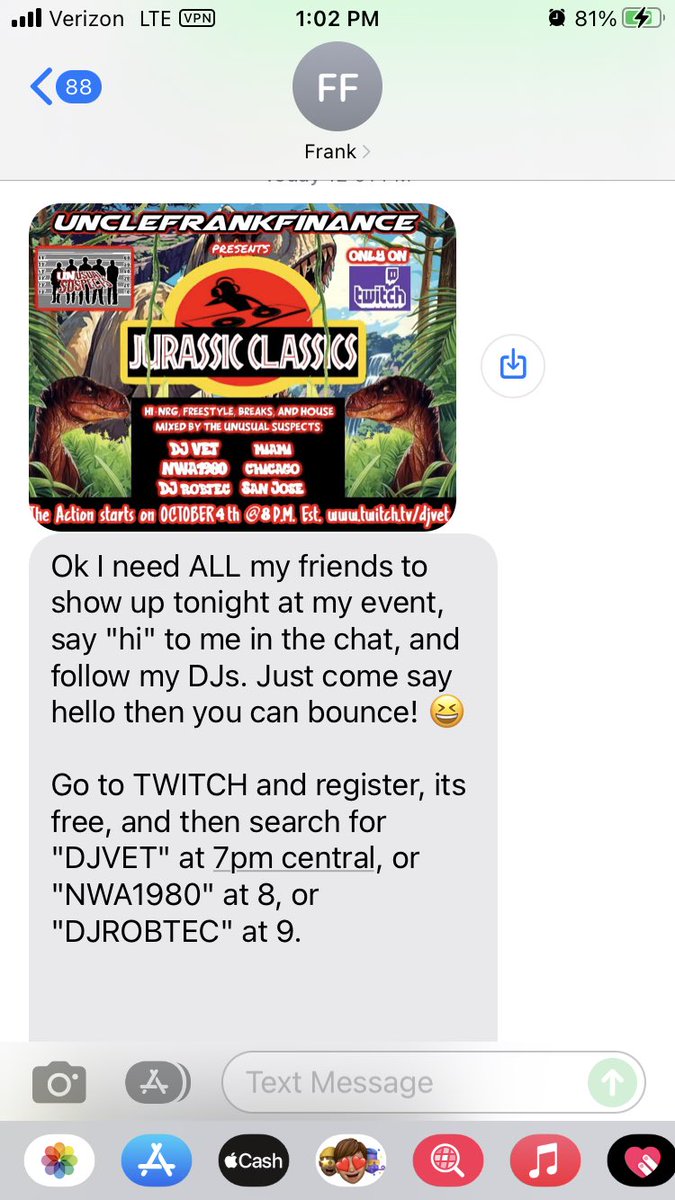 OptimalProjectN's tweet image. Uncle Frank is producing a dj night tonight. If you are interested in listening along please see the images.