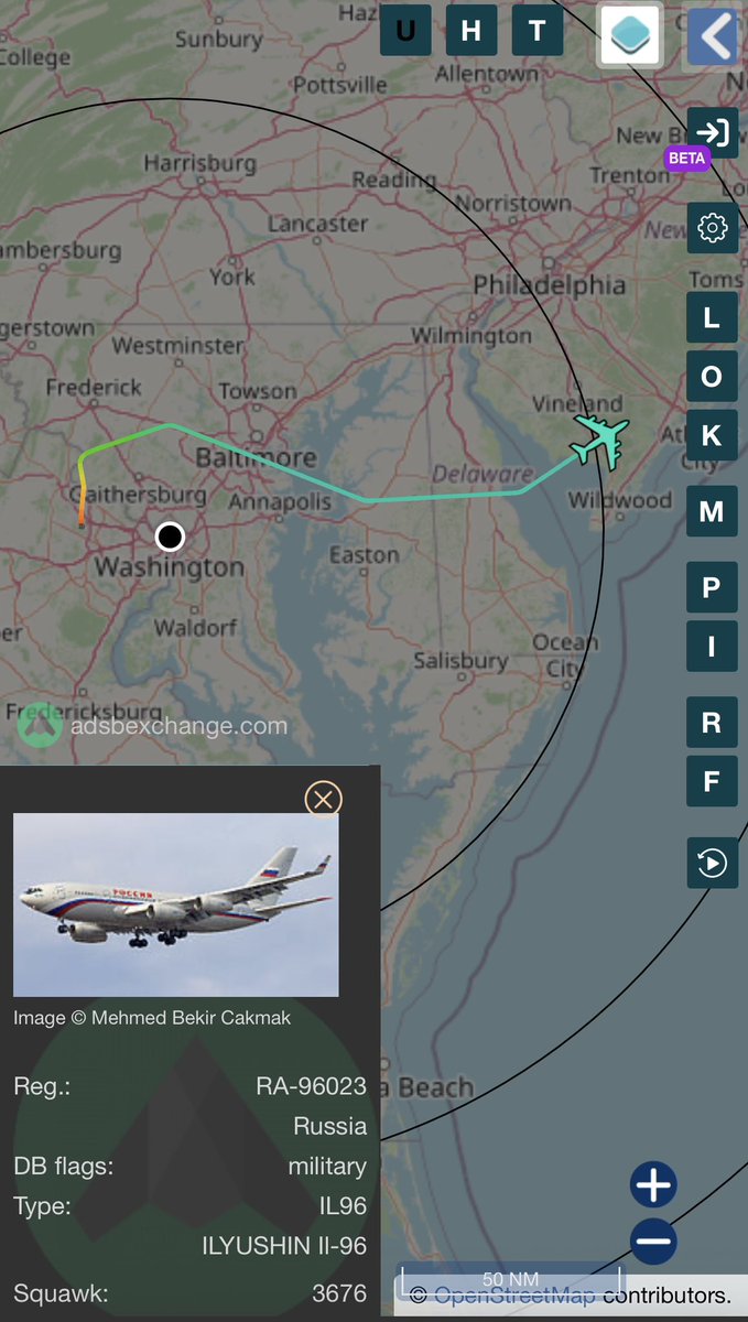 Anyone know why one of the Russian Presidential/executive jets took off from Dulles today?