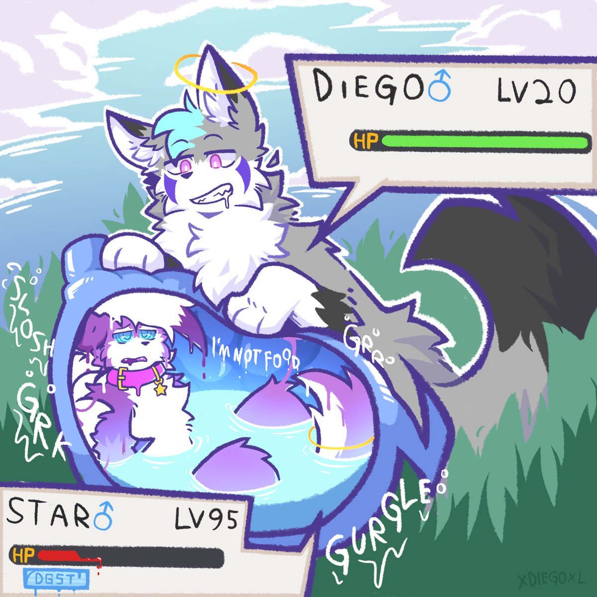 cw: vore, internal, digestion
having a high level doesn't mean my stomach can't deal with you
you're all mine now~
comm for <a href="/FoodWagon_/">🟦☁ foodwagon.vore.meme</a>