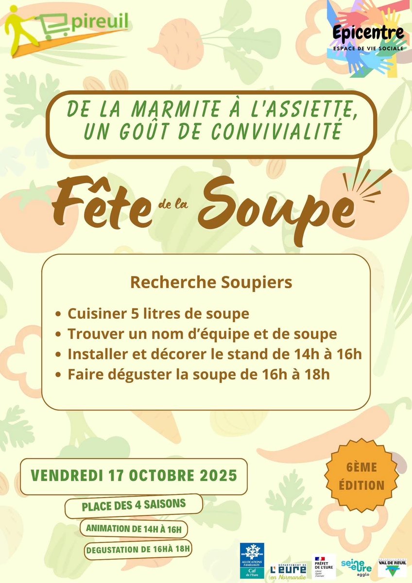 Fête de la soupe 
Chez nous à Val-de-Reuil 
Le 17 octobre 2025