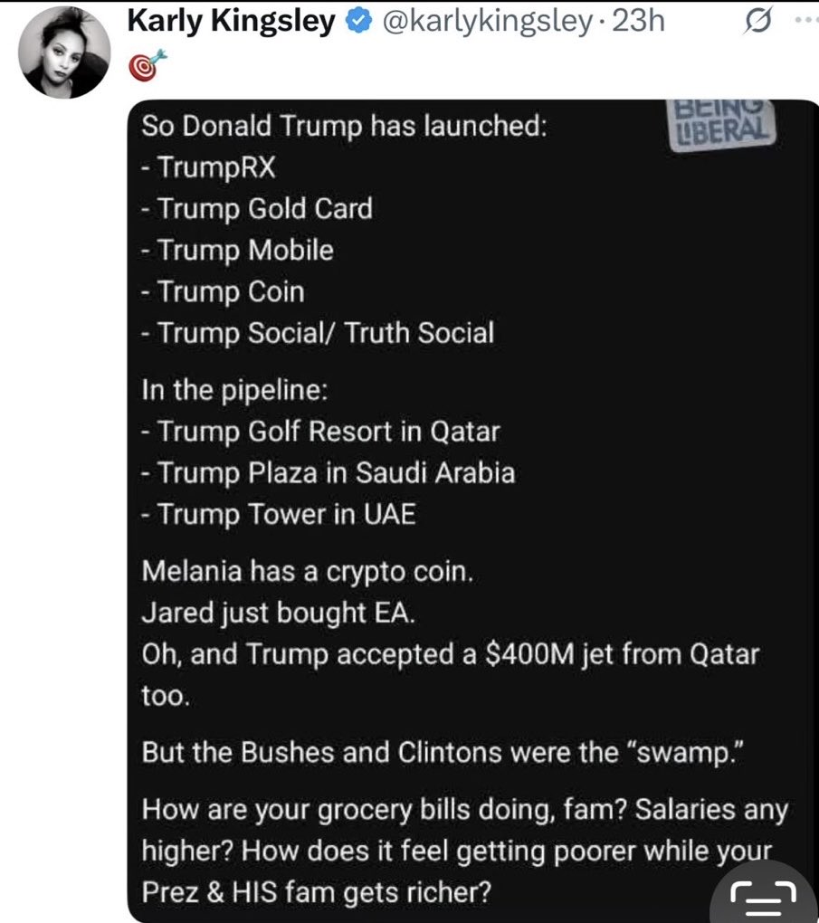 kmeeo's tweet photo. #DemsUnitd #wtpBlueResists 

Besides what’s listed below, Trump profits from at least 5 different ventures peddling crypto and receives fees from an exclusive club stocked with his cabinet officials named Executive Branch.  

Trump is monetizing the presidency!  It’s illegal! https://t.co/h0iKkX8p5b
